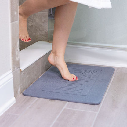 Serenity - Gray - Stone Bath Mat - with Maze Pattern - 23.6 x 15.3 in - 1 or 2 pack